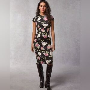 Iris Floral Knit Midi Dress Size M